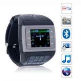 Relógio Celular V6 c/ Touch Screen Bluetooth Quadriband - Preto/Branco