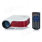 HX-868 Portátil LED 12W Mini Projector w / HDMI / TV / VGA / SD - Branco + Reddish Brown (Plug UE)