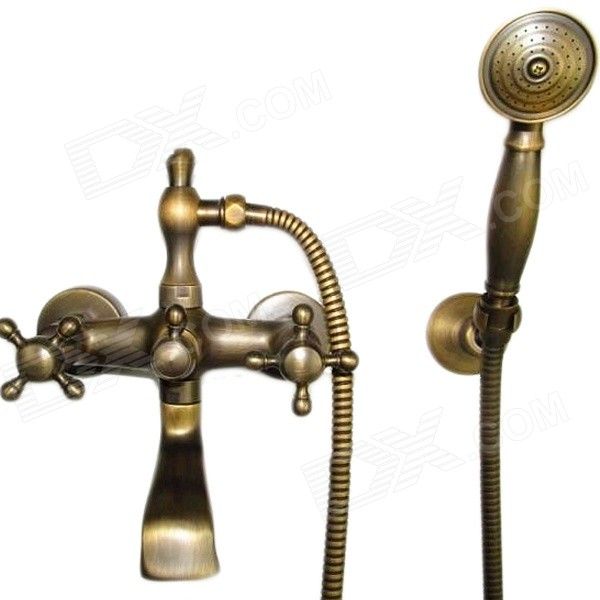 G9654 Retro Luxurious Telephone Style Bibcock Wall Shower Set - Antique Brass