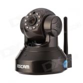 ESCAM pérola QF100 720p 1MP Wi-Fi segurança vigilância IP câmera c / visão noturna - preto (UE Plug)