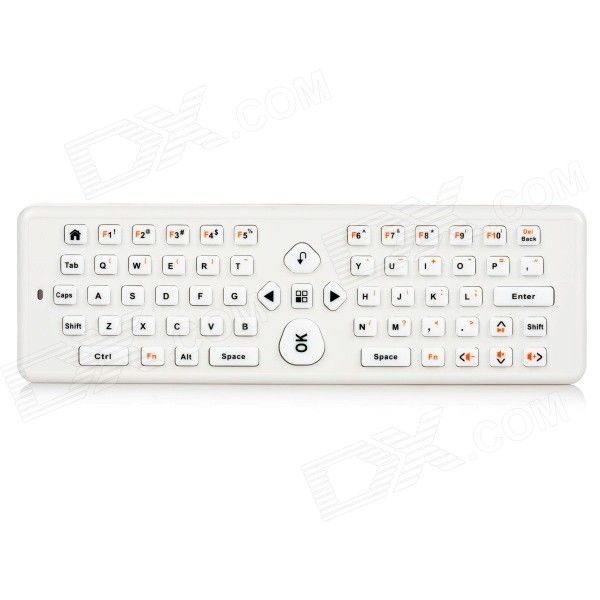 EA-02 2.4GHz 2-in-1 Air Mouse w / teclado Qwerty - White + Orange (2 x AAA)