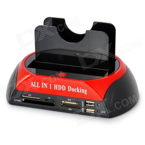 Tudo-em-1 dual HDD Docking Station w / One Touch Backup para 2.5"/ 3.5" SATA / IDE HDD (UK Plug)