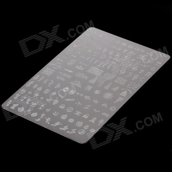 WB-02 Christmas Theme aço inoxidável Selo DIY Nail Art Plate - Prata
