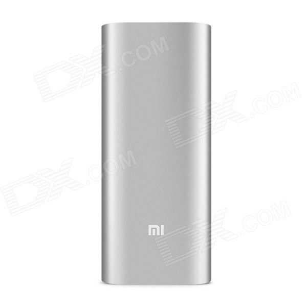 Xiaomi Genuine 16000mAh dupla USB móvel Li-ion Power Bank w / Indicadores de 4 LED - Prata + Branco