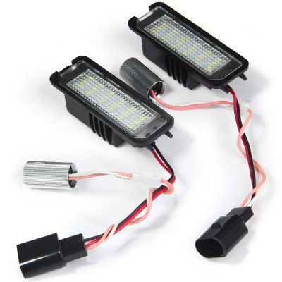 JHBK042 2pcs Lamp Número 12V License Plate com 18 LEDs para VW Golf 4 Eos 06 - White Light  -  PRETO