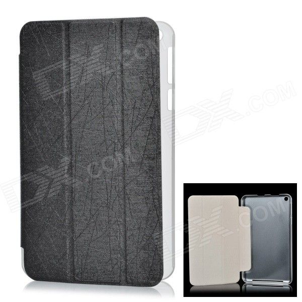 Virar Protective Abrir PU Leather + Plastic Case w / stand para Asus Memo Pad 8 ( ME181C ) - Black