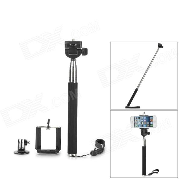3-em-1 ajustável Handheld selfie monopé para GoPro Hero 4 / Camera / Celular - Preto (22 ~ 105 centí
