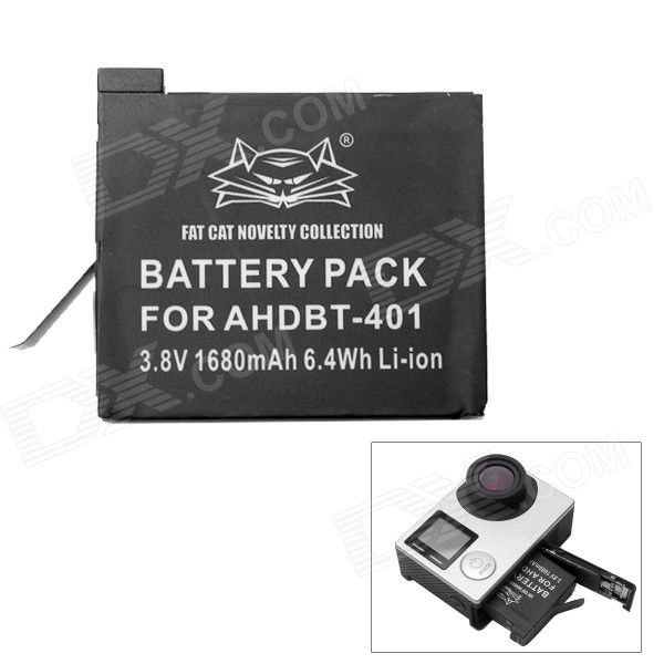 Fat Cat AHDBT-401 de alta capacidade 1680mAh de substituição de Li-ion para GoPro Hero4