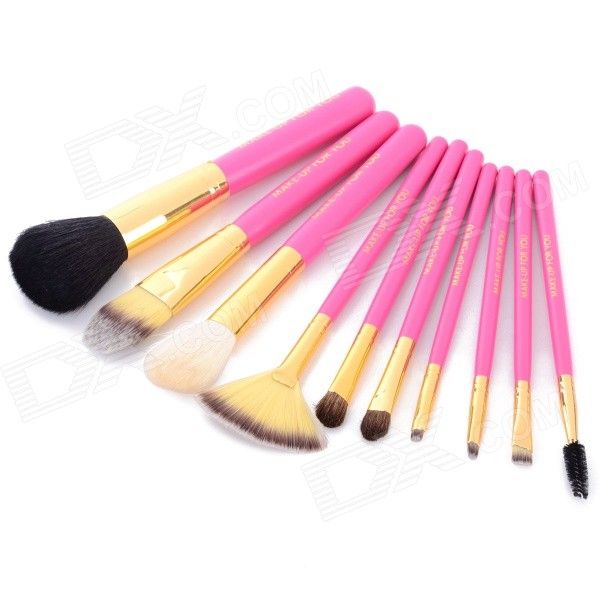 Faz-up para você 10-em-1 Cosméticos Ferramentas Maquiagem Escova Set w / Bolsa de Transporte - Deep